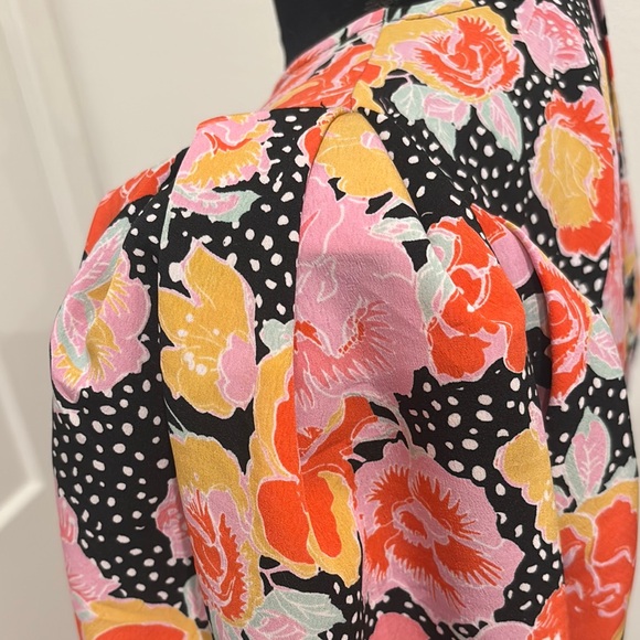 Orange and Pink Maxi Gown with Short Bishop Sleeves for Wedding Guest - Picture 4 of 4